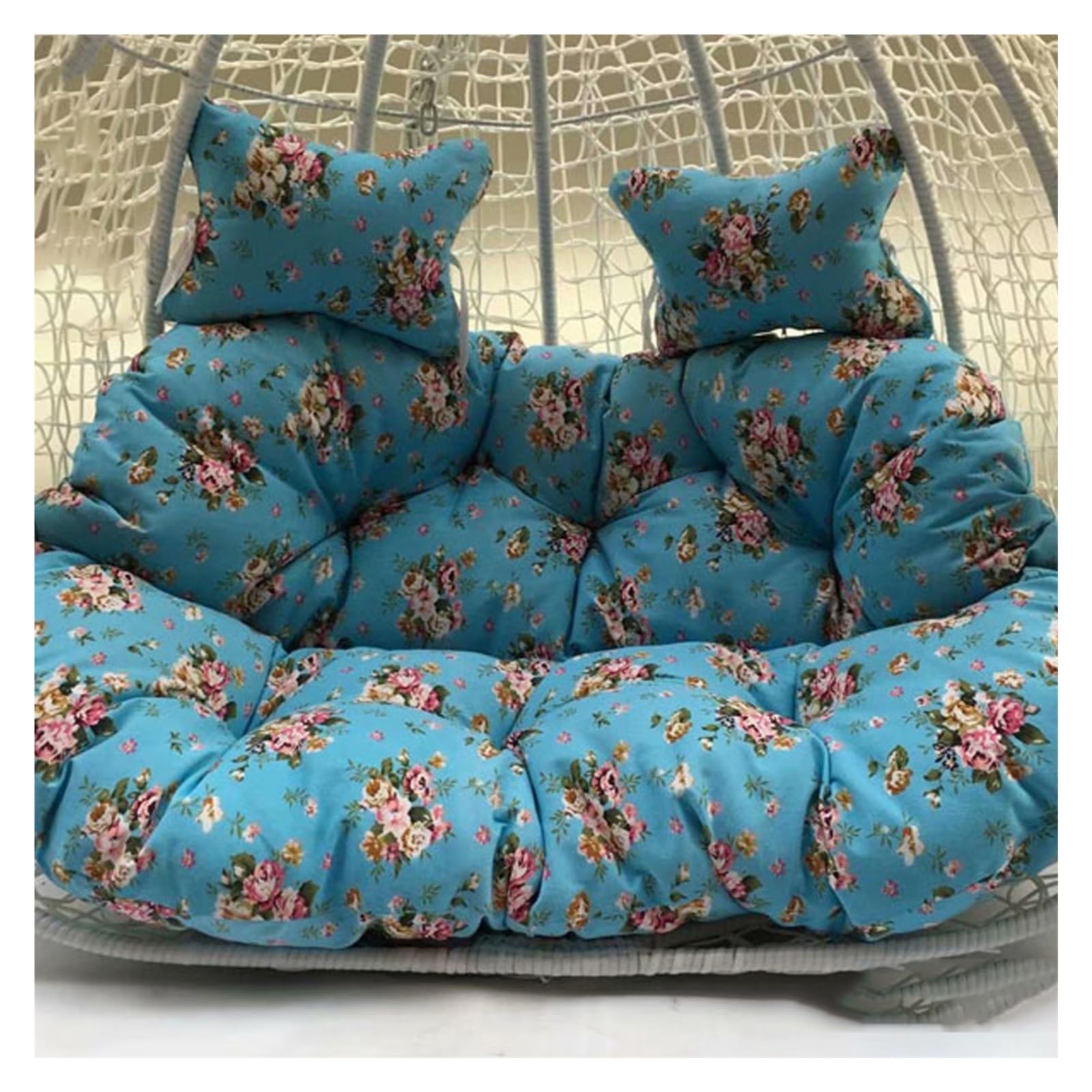 Meiiron Egg Chair Swing Cushion for 2 Persons, 2 Person Hanging Egg Chair Cushion with 2 Pillows, Hammock Chair Replacement Cushion with Filling Cotton for Garden Patio Outdoor(Color 20)