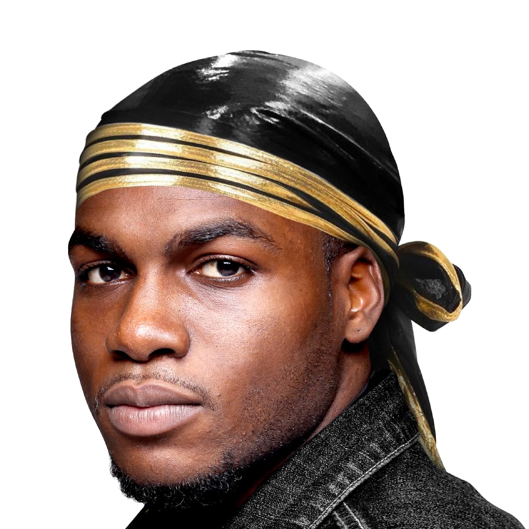Kashmir Accessories Ltd Unisex Gold Classy Silky Durag With Border - 7320