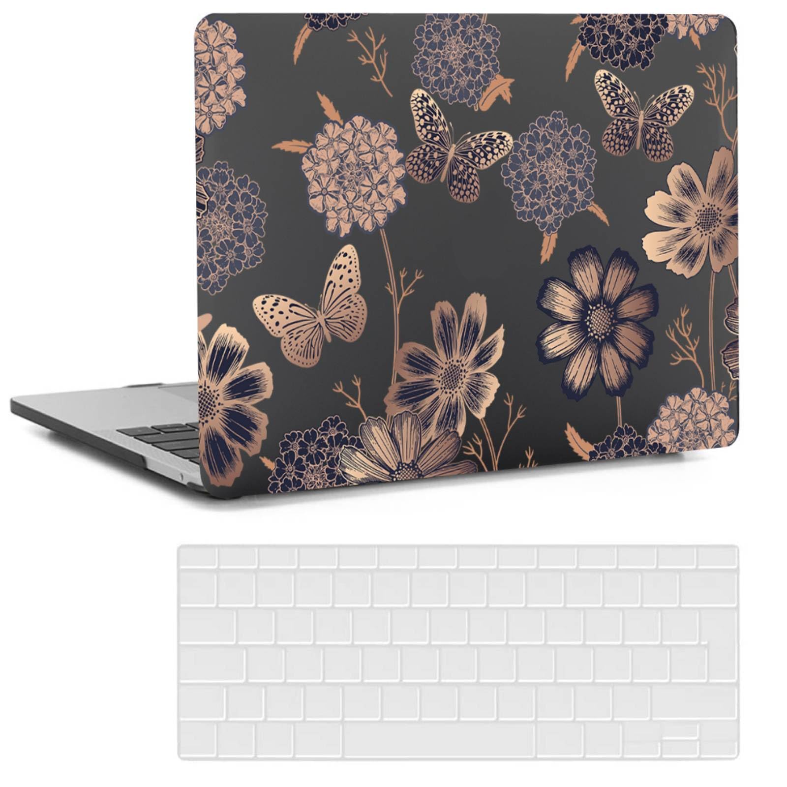 Funda MacBook Pro 13 A1278 repara estética con carcasa flores y protector teclado 8