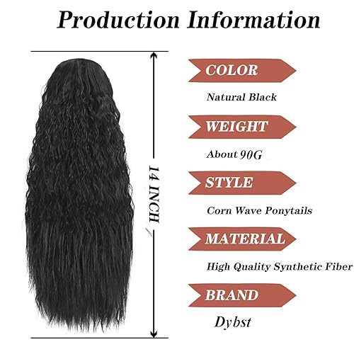 Miniatura 2 de Extensiones de cola de caballo de 14 pulgadas con cordón, extensiones de cola de caballo cortas y rizadas para mujeres negras (negro natural)
