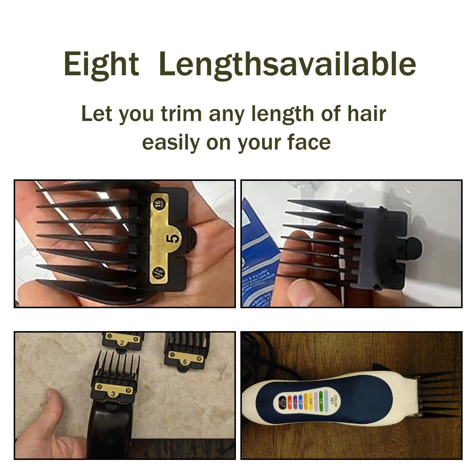 Updated 8pcs Hair Clipper Guards Set 1/16, 1/8, 3/16, 1/4, 3/8, 1/2, 5/8, 3/4inch (#0.5, #1, #1.5, #2,#3,#4,#5,#6), Clipper Combs & Guides for Barberology Model FX890 FX870 FX825 FX673 by JRSHOME