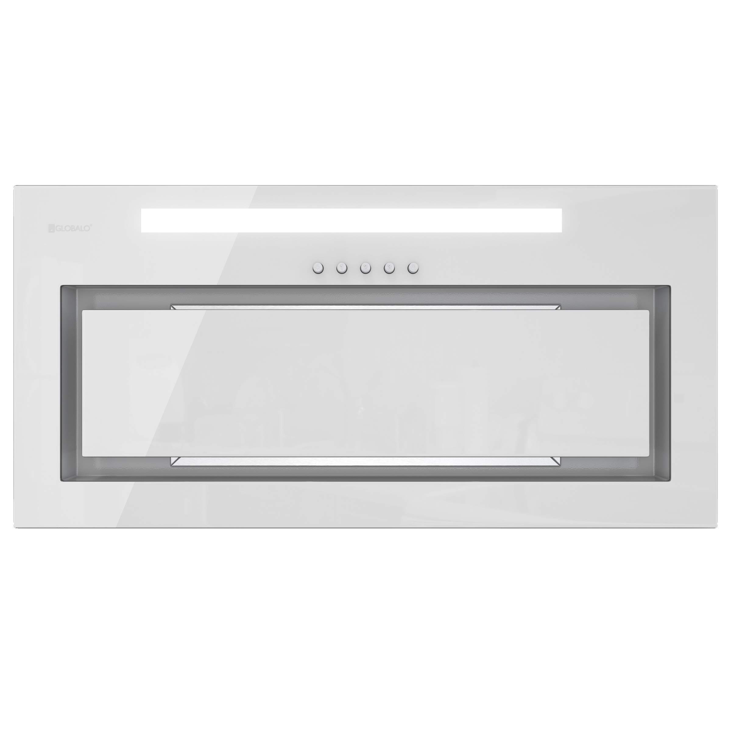 Campana extractora de cocina encastrable, ventilador plano, filtro antigrasa, campana bajo encimera con iluminación, cristal templado, 60 cm de ancho, iluminación LED 5W, Senturo 60.3 Blanco
