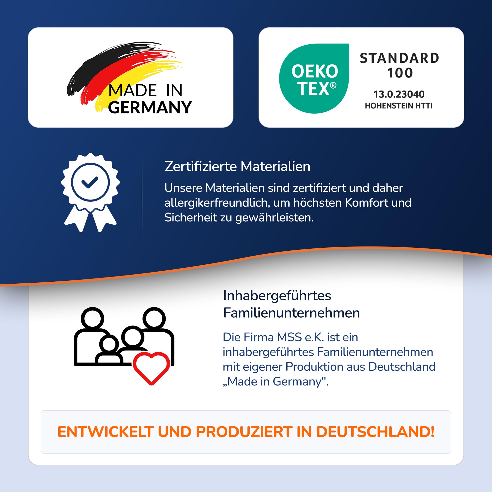 MSS e.K. Komfortschaum Matratzentopper 130 x 200 cm | optimale Körperanpassung | Mattress Topper 130x200 | Designed und produziert in Deutschland | Oeko-TEX Zertifiziert