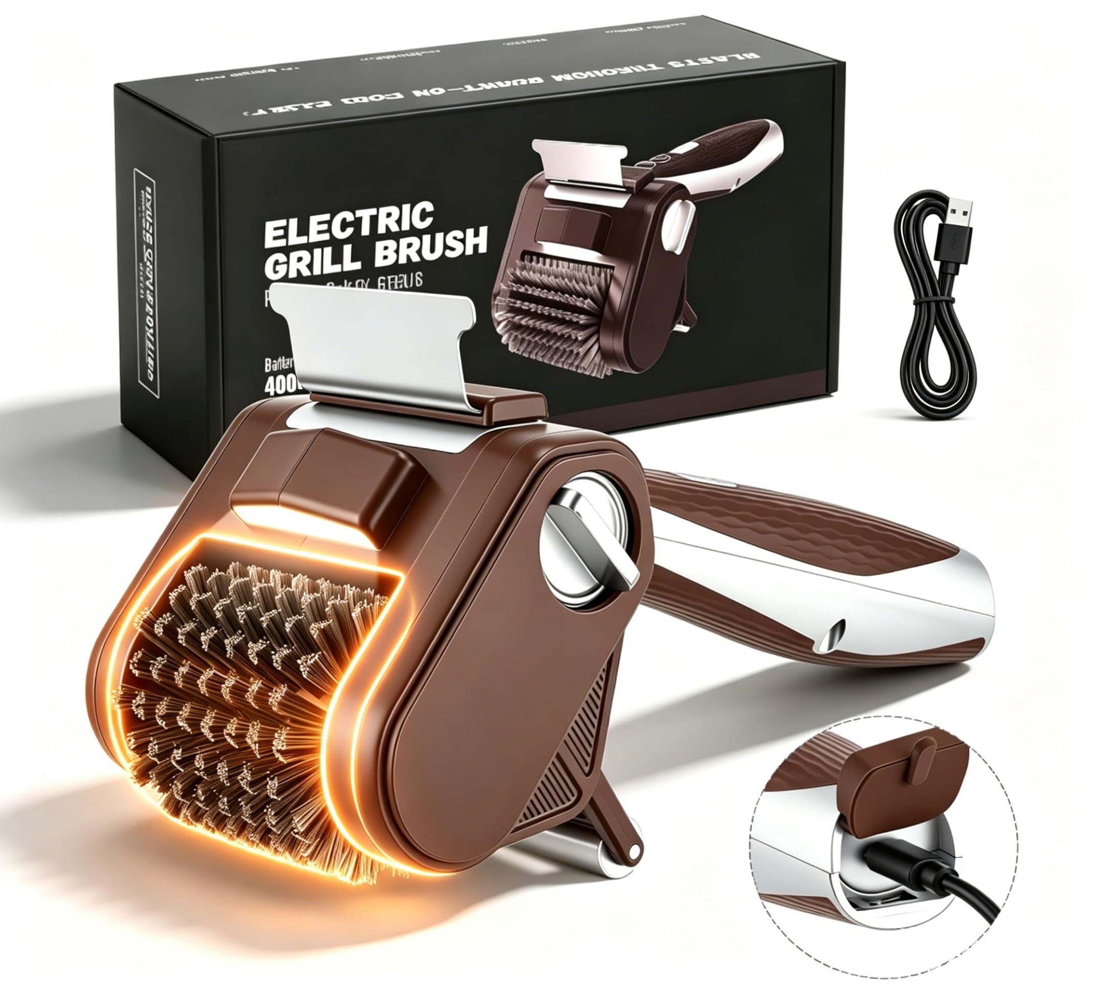 Normodic Electric Grill Brush, BBQ Cleaning Brush, 450 RPM Bristle Power