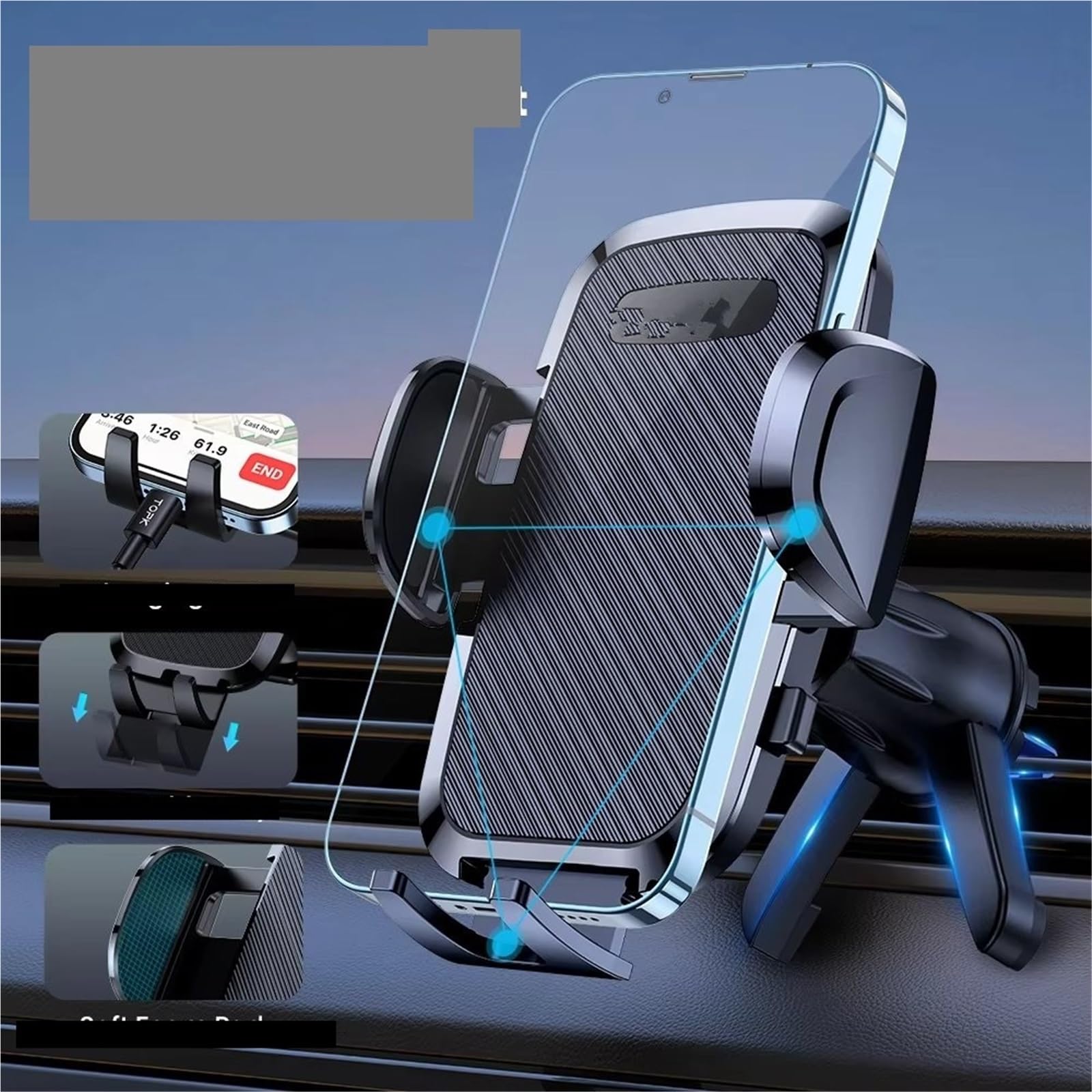 Soporte Universal para Coche Soporte Gravedad Teléfono Móvil Clip Rejilla Ventilación Todos Teléfonos Soporte Móvil Coche