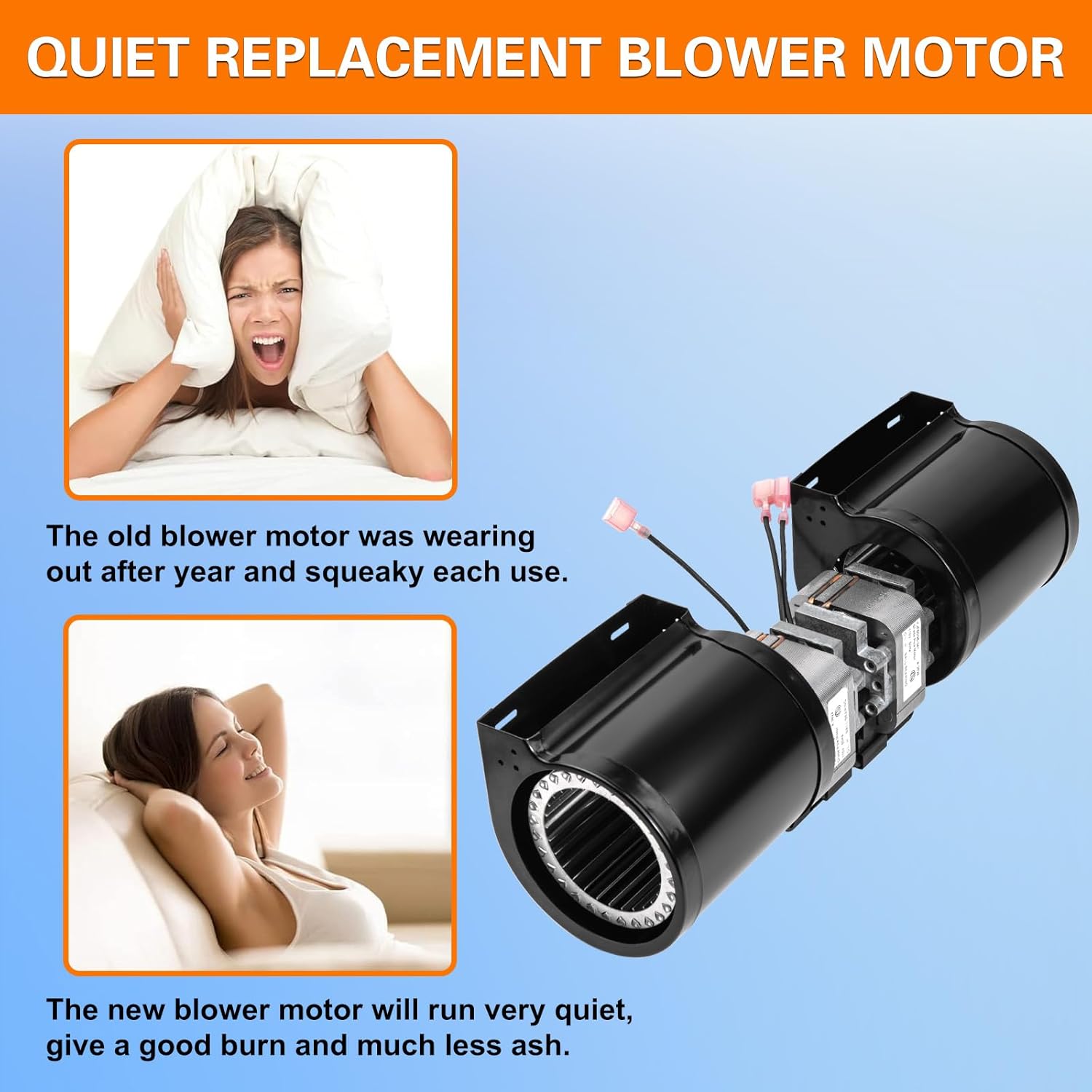 Replacement Blower Motor for Lopi Freedom Bay & Freedom II & Answer & Revere, Avalon Olympic 1190 Wood Stove Insert, Wood Stove Fan for 99000137 99000123 99000190 99000126 (Left + Right)