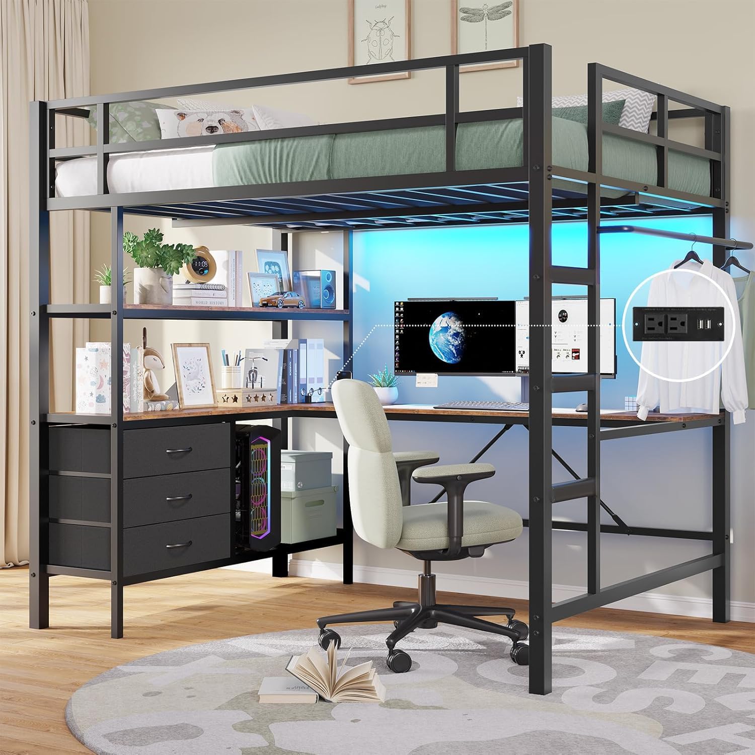Detailed dimensions of the FURRIFIC Full Bunk Bed