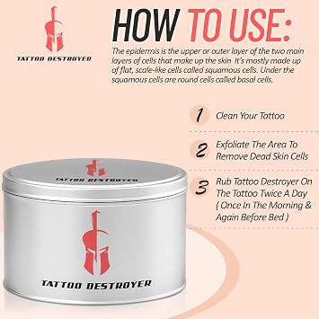 Tattoo Removal Cream Natural Fading system wrecking balm 2 week spartan perform
