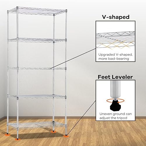 Miniatura 75 de Estantería de alambre de 6 niveles, estantes de metal de 60 x 23 x 13 pulgadas, estante de almacenamiento de metal resistente, estante de alambre