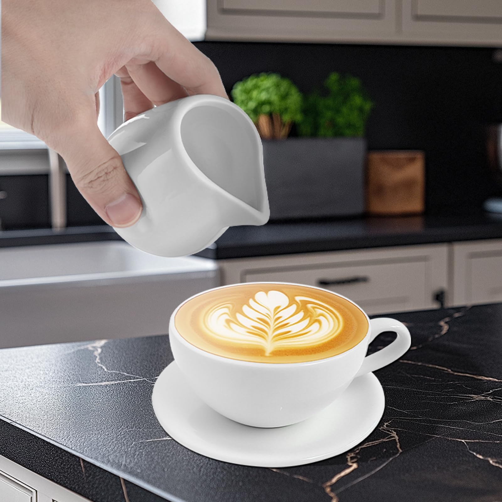 12 kleine Milchkännchen, 110 ml, weiße Keramik-Milchkännchen