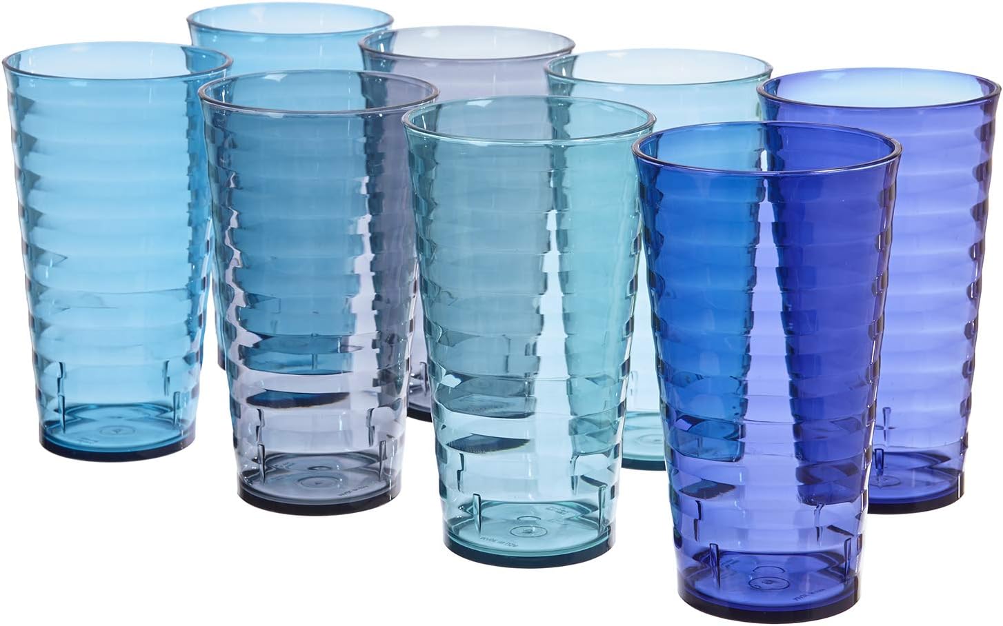 Splash 18-ounce Plastic Tumblers | set of 8 in 4 Coastal Colors