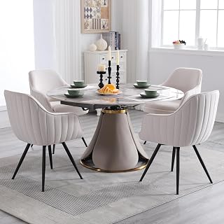 BFZ Swivel Dining Chairs Set of 4, Velvet Dining Chairs with Tufted Back, Modern Dining Room Chairs, Upholstered Kitchen Chairs for Dining Room, Kitchen, Vanity, Living Room