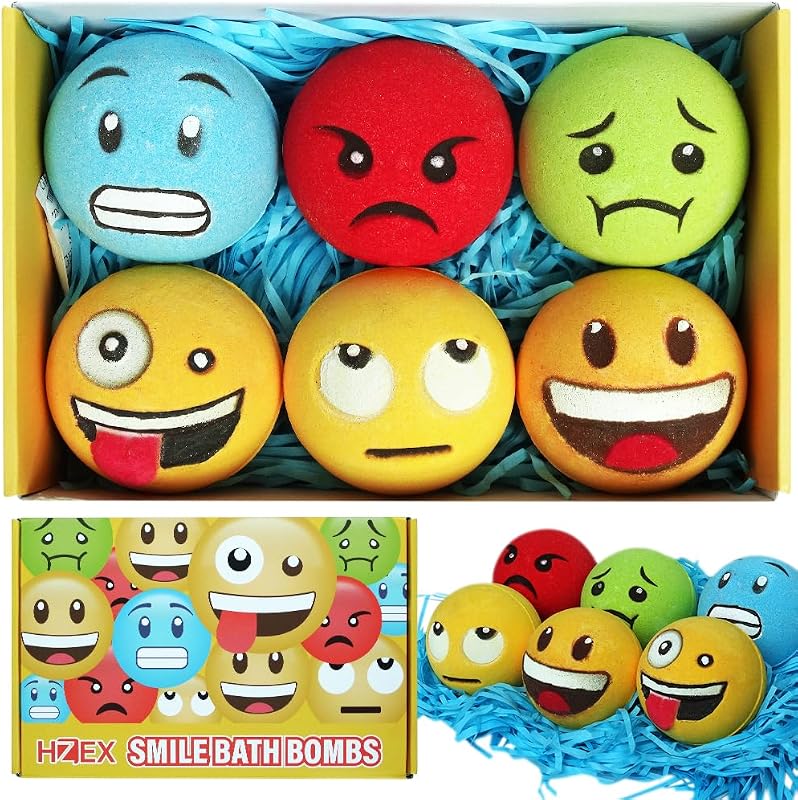 Bombas de banho HZEX com rostos de emoções, pacote com 6