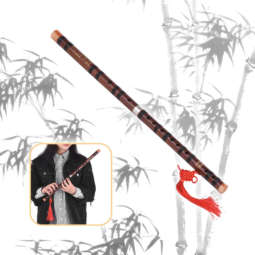 Dizi Chino, Llave E, Instrumento Tradicional Chino, Flauta de bambú amarga Dizi con Nudo Chino para Principiantes