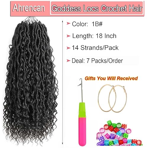Miniatura 2 de Ahrencan Cabello de ganchillo Boho Goddess Locs de 18 pulgadas, 7 paquetes con extremos rizados, suaves trenzas hippies preenlazadas para mujer (18