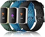 Maledan Compatible with Fitbit Charge 5/ Fitbit Charge 6 Bands Women Men, Breathable Sport Band Soft Waterproof Replacement Wristbands Strap for Fitbit Charge 5/ Charge 6 Advanced Fitness Tracker