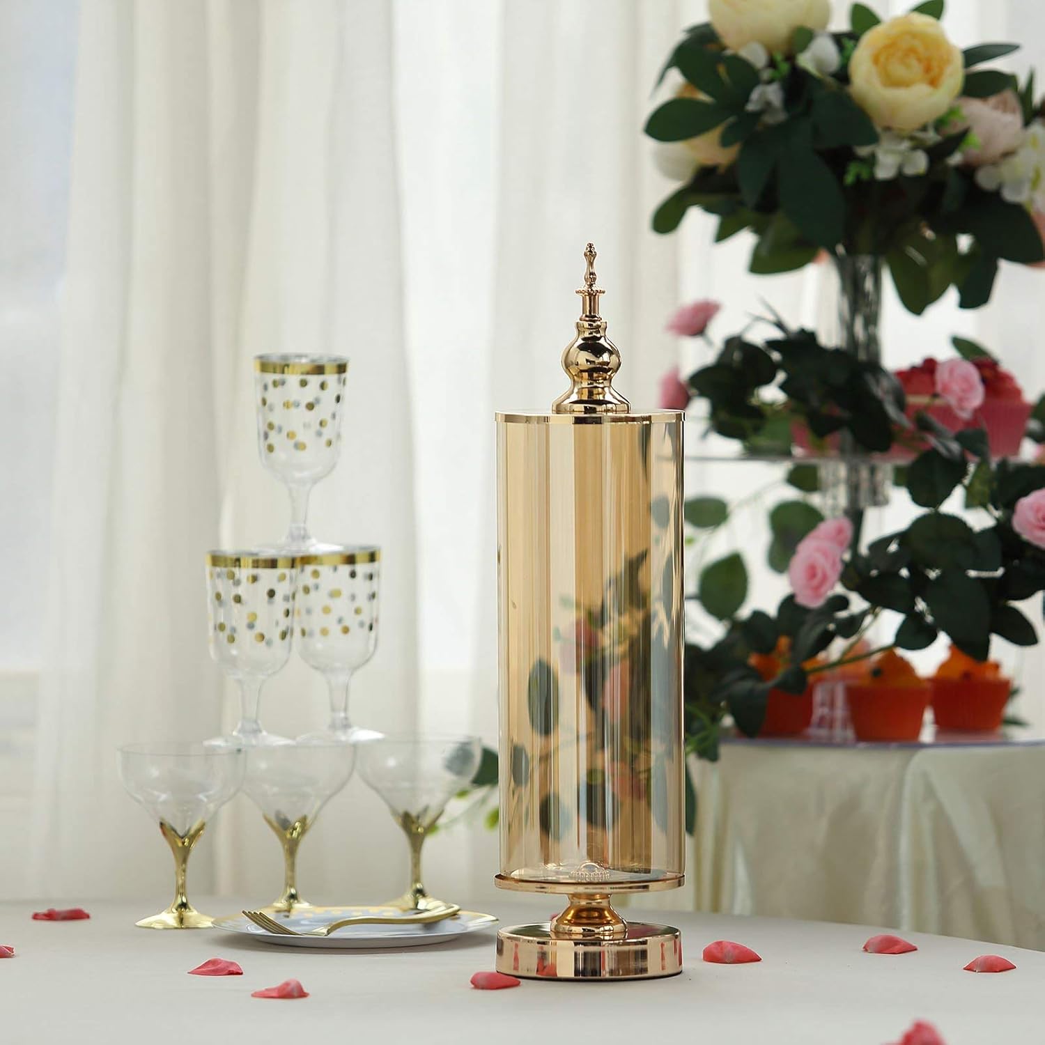Wedding Venue Shop"Glass Hurricane Candle Holder - 19"" | Gold | 1 Pc." : Home & Kitchen
