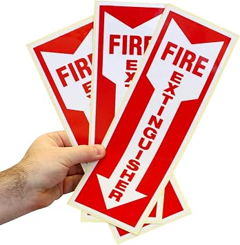 SmartSign Reflective Fire Extinguisher Sticker Sign Labels with Down Arrow (PACK of 3) 4 x 12 Vertical Sign for Business, Home, Engineer Grade Reflective Stickers/Decals