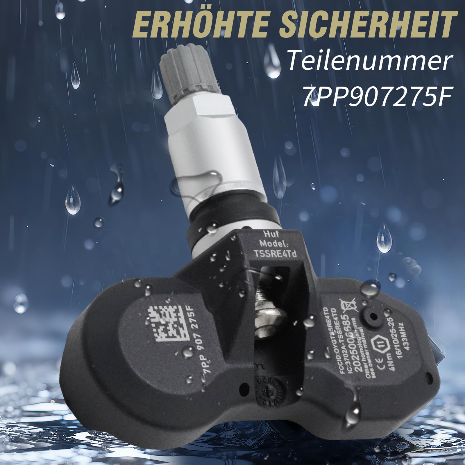 7PP907275F 4PCS TPMS sensores de presión de neumáticos, repuesto para Porsche 991.1 MK1 2016, repuesto para Phaeton a partir de 2008, repuesto para Porsche 981 Cayman Boxster