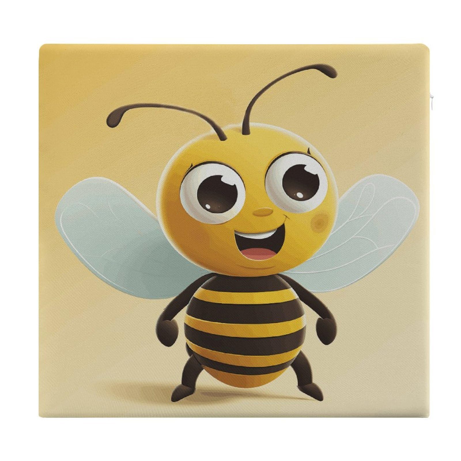 JTREHY Cartoon Bee Chair Cushions Non-Slip Bar Stool Cushions Ultra Soft Warm Memory Foam Meditation Cushion Removable Large Square Seat Cushions for Dining Chair 15x14In