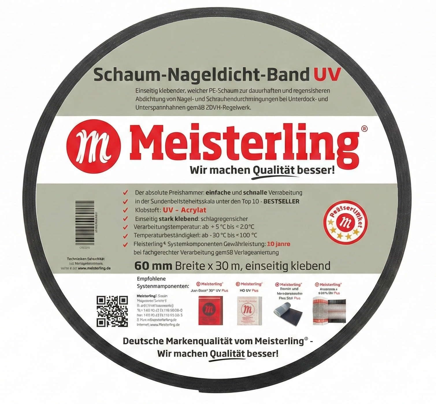 Nastro sigillante UV in schiuma, adesivo su un lato, rotolo da 30 metri, larghezza 60 mm (7)