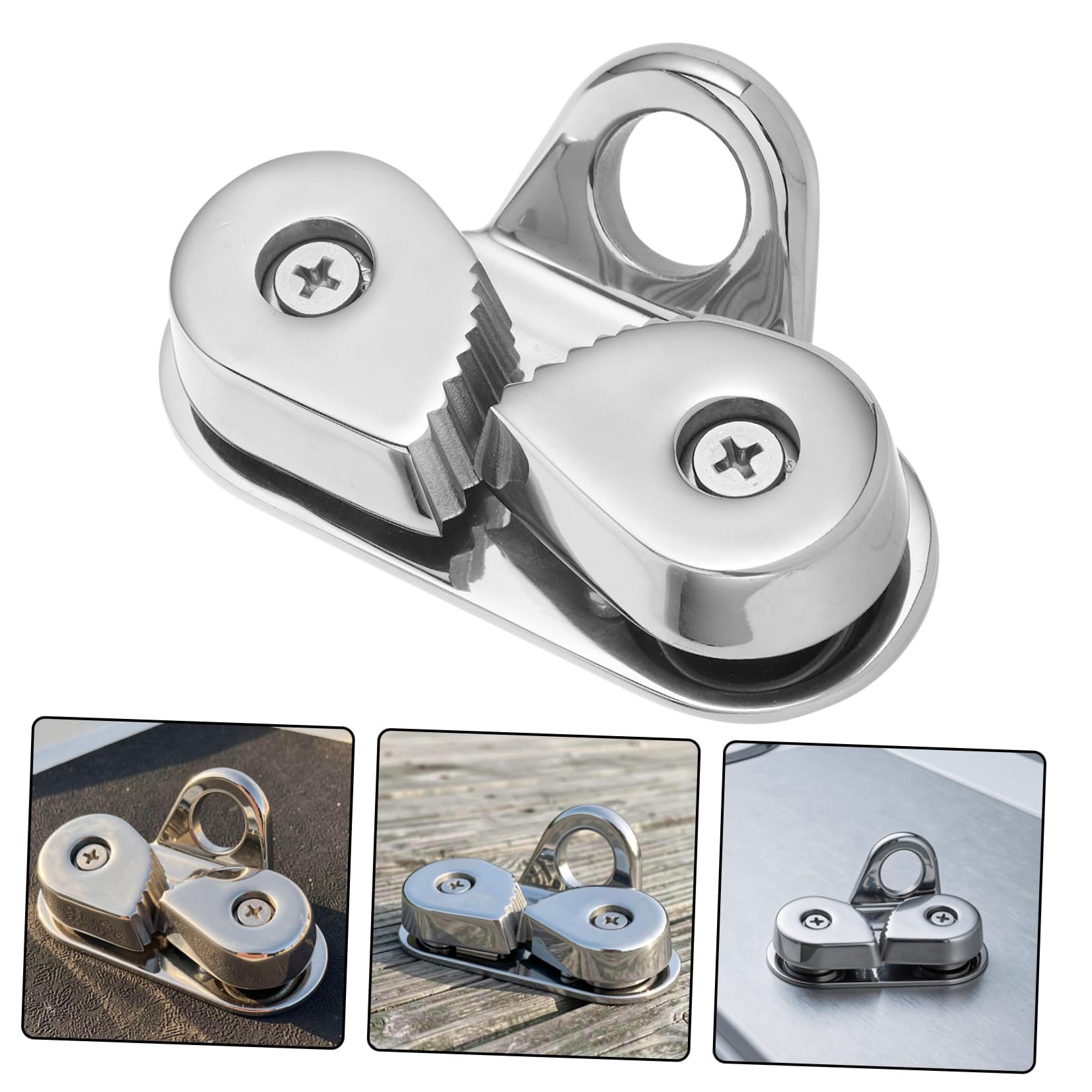 Toyvian 2 Pezzi Morsetto a Camma per Barca in Acciaio Inox con Guida per | Fissaggio Affidabile della Corda, Installazione senza Preforatura, Due Viti Autofilettanti Incluse, Argento