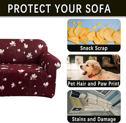 Miniatura 5 de Qubjus Funda elástica para sofá con estampado, una funda de cojín separada para sofás de 2 cojines, protector universal de muebles (mediano, flor