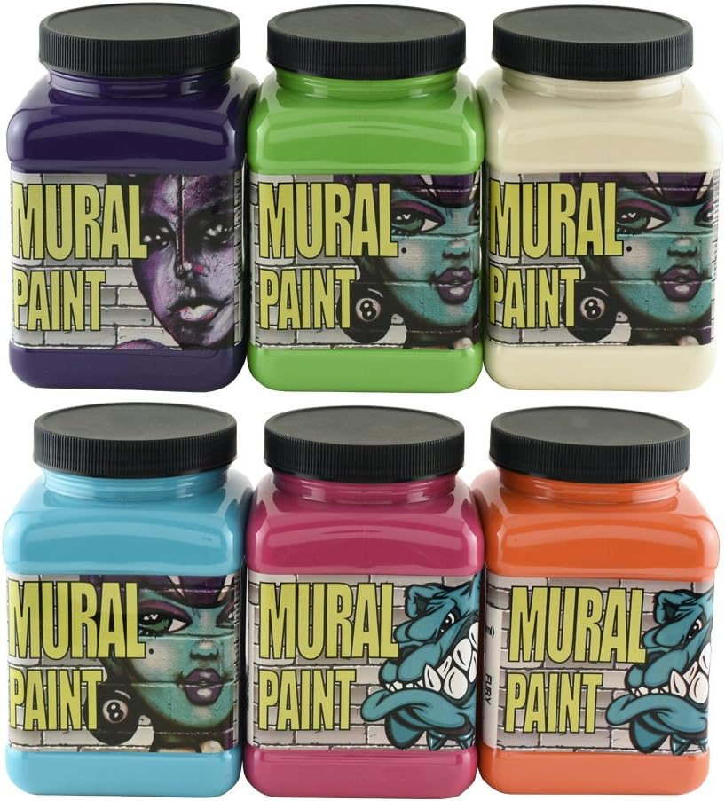 Chroma Mural Paint, Assorted Bright Colors, Pints, Set of 6