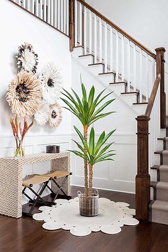 Miniatura 4 de Árbol artificial para interiores de 5.2 pies, árbol de yuca tropical falso con 2 cabezas en maceta, plantas falsas de dracaena, palmera en maceta,