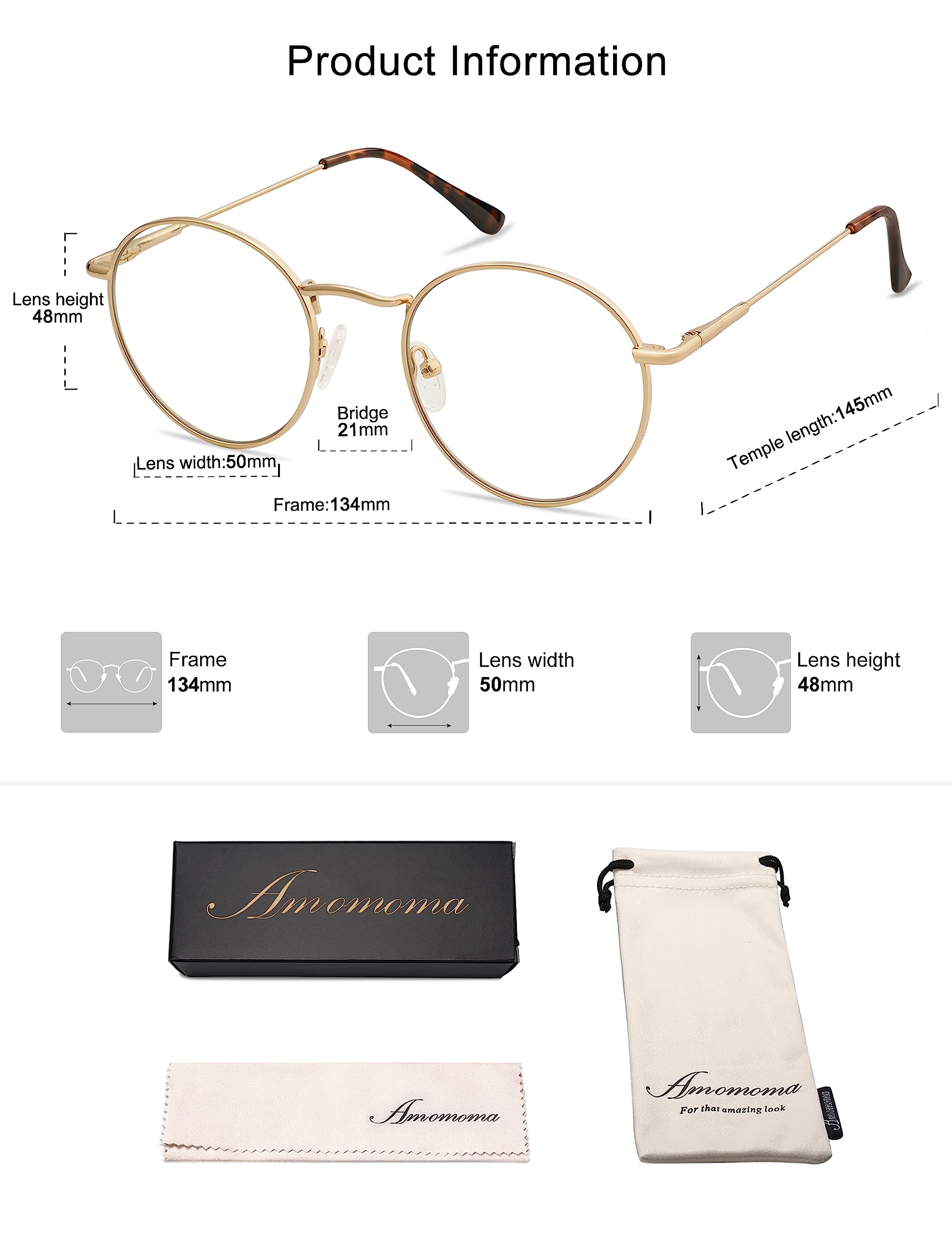 AM6101 3er Set Retro Runde Lesebrille für Männer und Frauen mit Blaulichtblocker