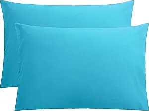 FLXXIE Microfiber Pillow Cases Queen Size Set of 2, Soft Pillowcases with Envelope Closure, Wrinkle Resistant Pillow Covers, 20x30, Blue