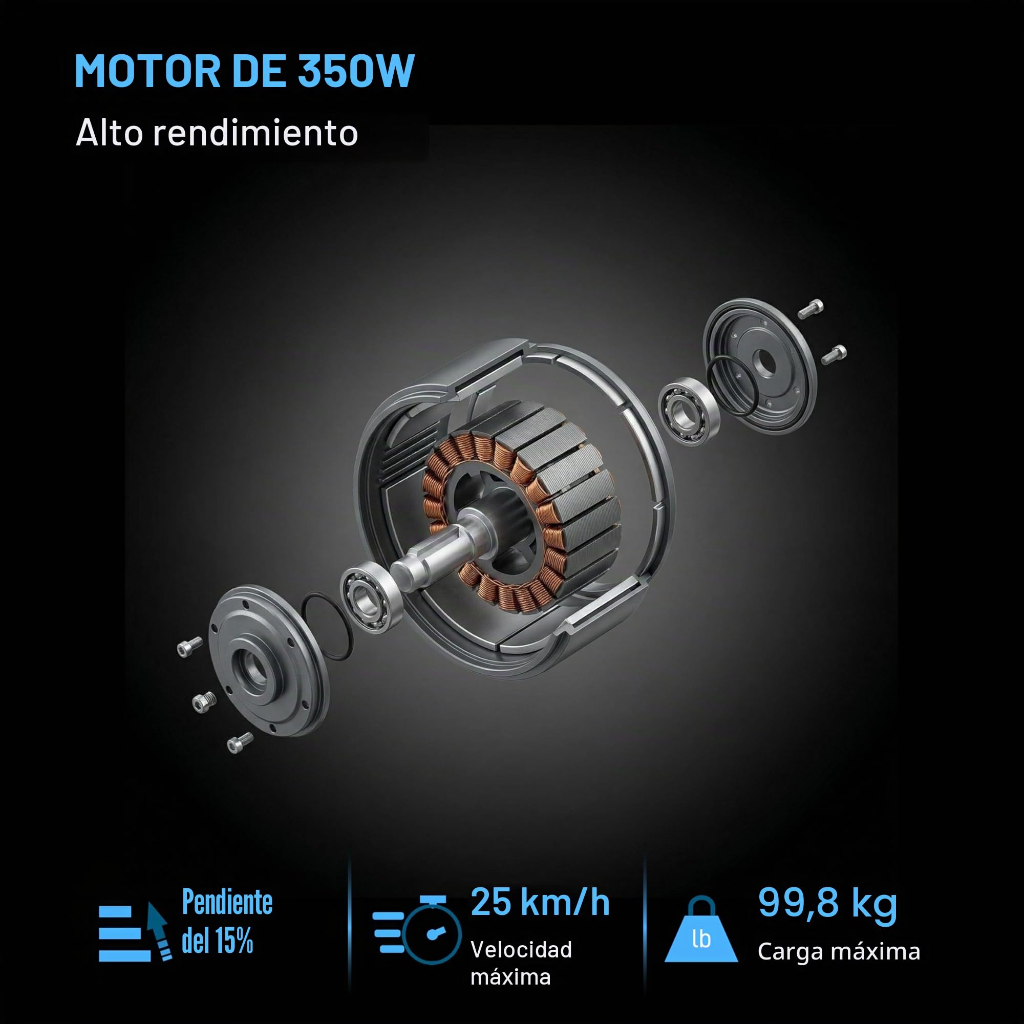 Patinete eléctrico, patinete eléctrico plegable para adultos, rango de 12/18 millas, neumático de 8.5 pulgadas, control de aplicación, doble frenado