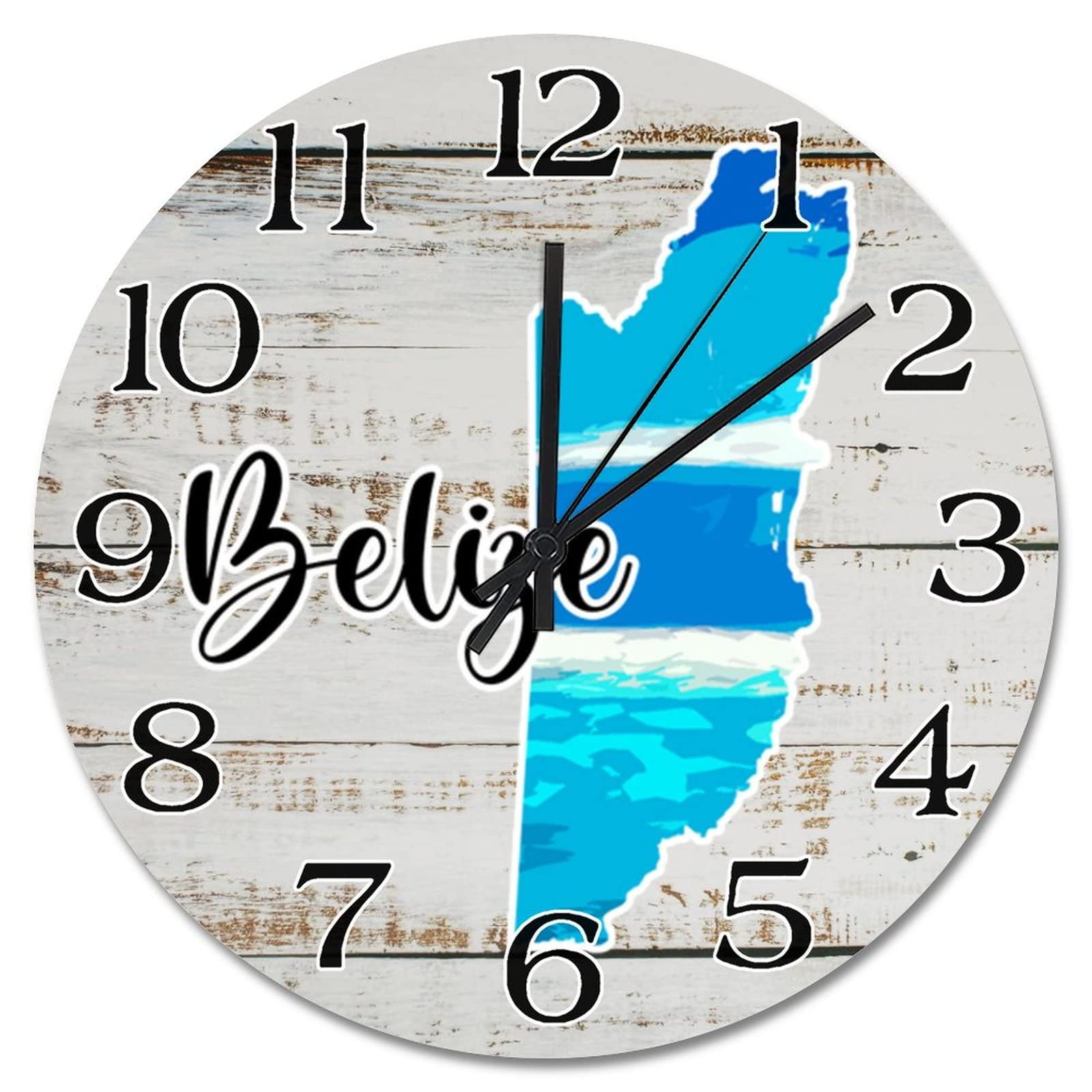 Horloge murale pour chambre et salon Belize Landmark décor bois style ferme