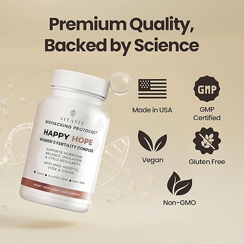 Miniatura 6 de VITASEI Happy Hope Women - Complejo de fertilidad y equilibrio hormonal - con mio-inositol, Vitex y CoQ10 - Mantener la regularidad del ciclo