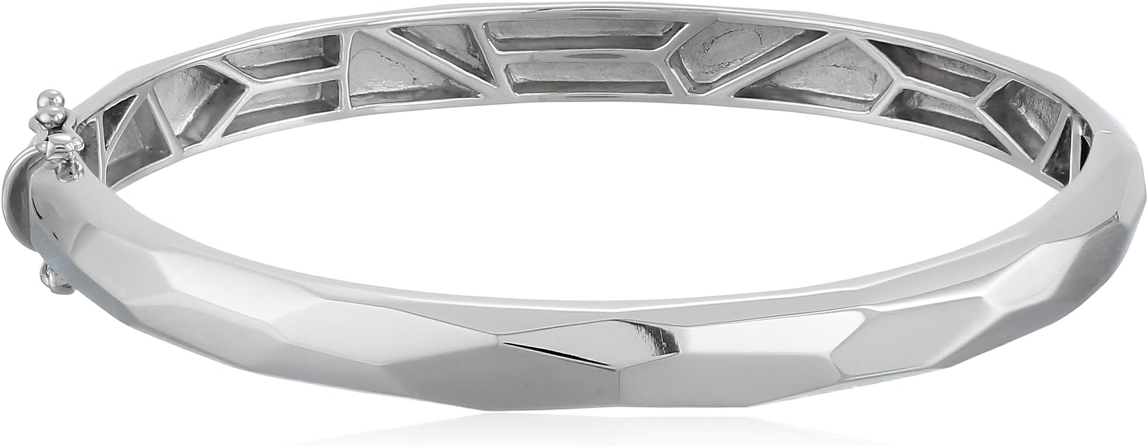 Ron Hami "Lace" Sterling Silver Thick Carved Hinged Bangle Bracelet