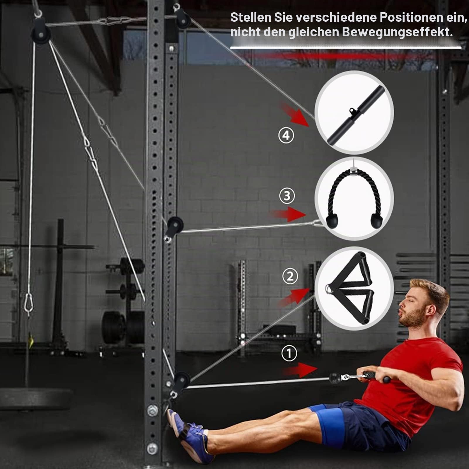 Favuit Kabelzug Fitness Kabel Latzug Unterarmtrainer Set, Gym Arm-Krafttraining Trizeps Seil Gewicht Fitnessgerät DIY Latzugturm Kabelzug Pulley System für Zuhause Gym Bizeps Curl Trizeps Armtraining