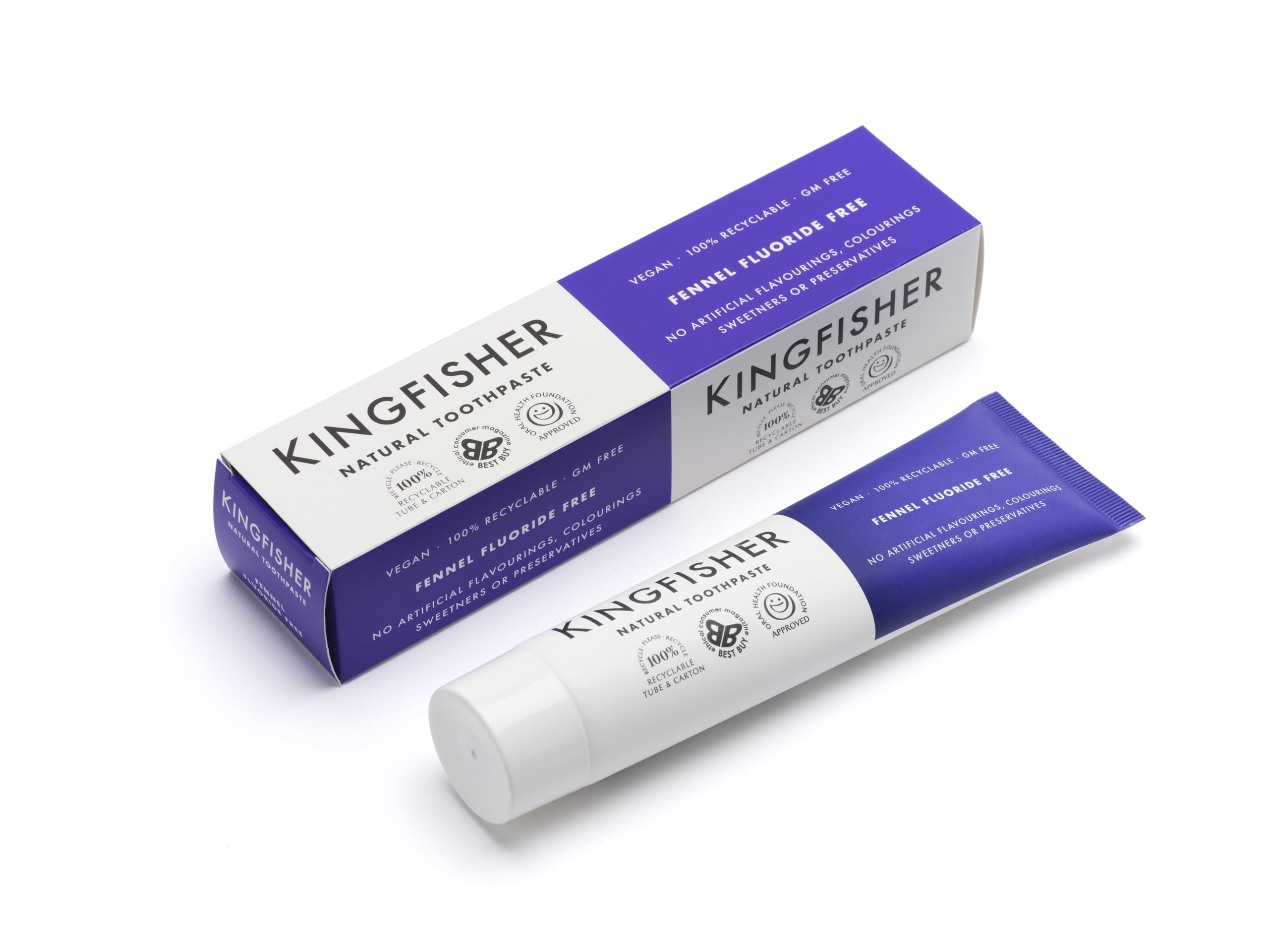 Kingfisher Natural Fennel Toothpaste 100ml - Fluioride Free (Pack of 4)