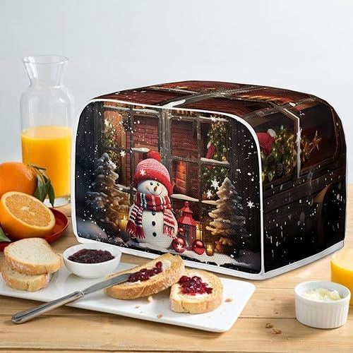 Vista 201 de UNICEU Funda acolchada para tostadora con patrón de café, se adapta a la mayoría de tostadoras estándar de 4 rebanadas patrón de café,Hojas de otoño