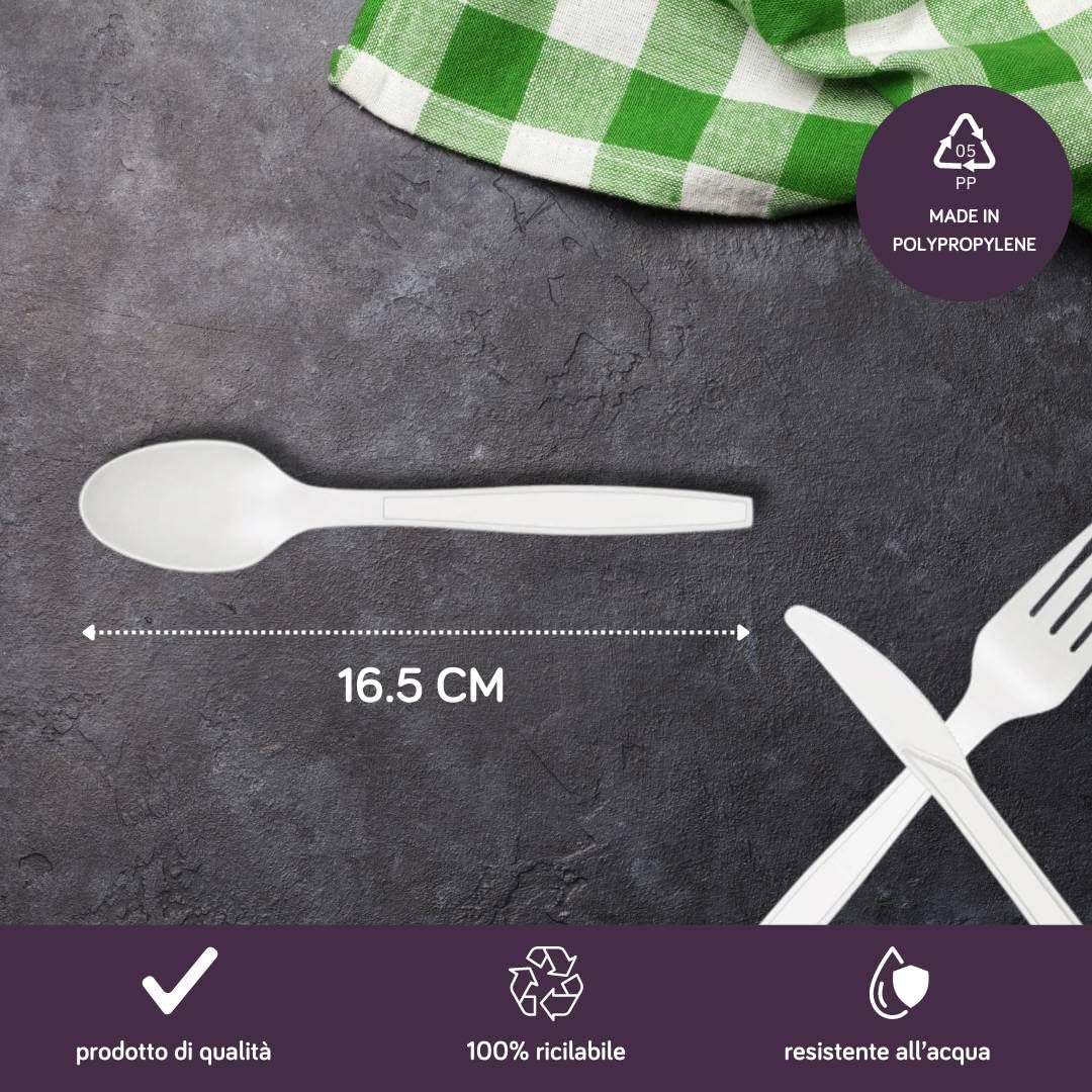 Posate Riutilizzabili Set 100 Cucchiai Plastica Riutilizzabili - Posate Feste Picnic Grigio Argento Ergonomici Posate Feste E Picnic - 8