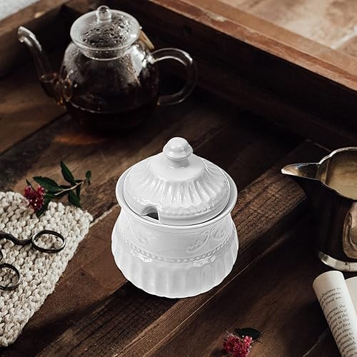 Miniatura 2 de GANAZONO Azucarero de cerámica Contenedor de azúcar, tarro de caramelo, recipiente de condimento para sal y pimienta, dispensador de azúcar para