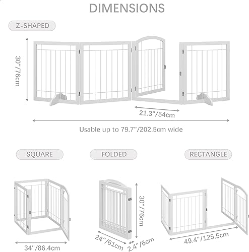 Miniatura 5 de JSB Puerta para perros extra ancha de 96 pulgadas de alto, con paseo, tubo redondo independiente para mascotas, para pasillos, escaleras, valla de
