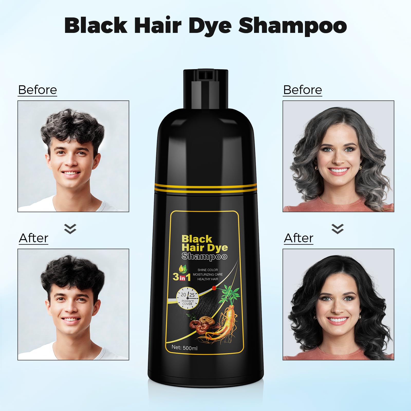 Amazon.com : JUANCHI Black Hair Dye Shampoo 3 in1, Black Shampoo