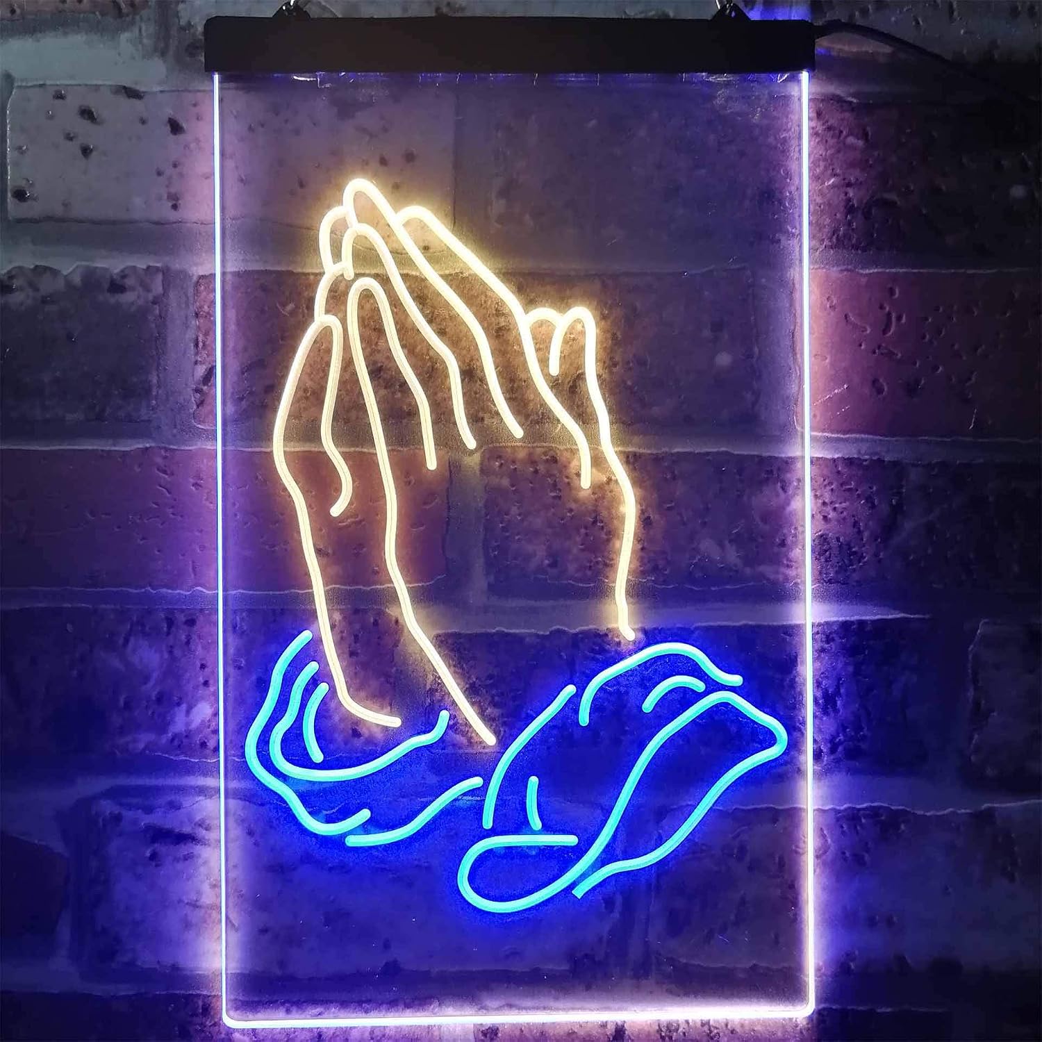 ADVPRO Praying Hands Home Display Dual Color LED Neon Sign Blue & Yellow 8.5" x 12" st6s23-i3264-by