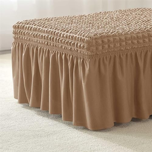 Miniatura 4 de Funda otomana rectangular con diseño de celosía de burbujas 3D, fundas protectoras de poliéster con falda elástica para taburete para sala de estar