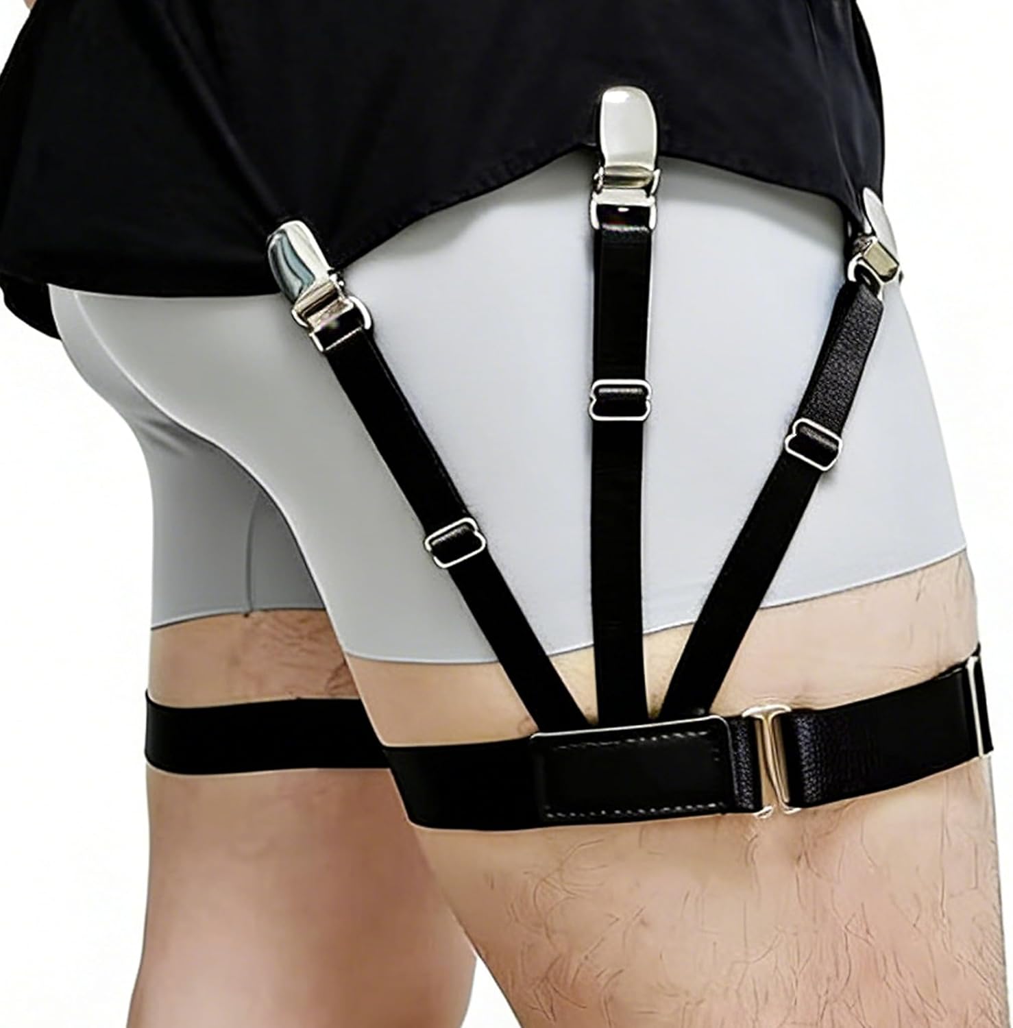 Upgraded Shirt Stays for Men & Women, Adjustable Soft & Smooth Men's Suspenders, Elastic Shirt Garters for All-Day Comfort, Keep Shirt Tucked for Military, Police, Uniform and Formal Wear