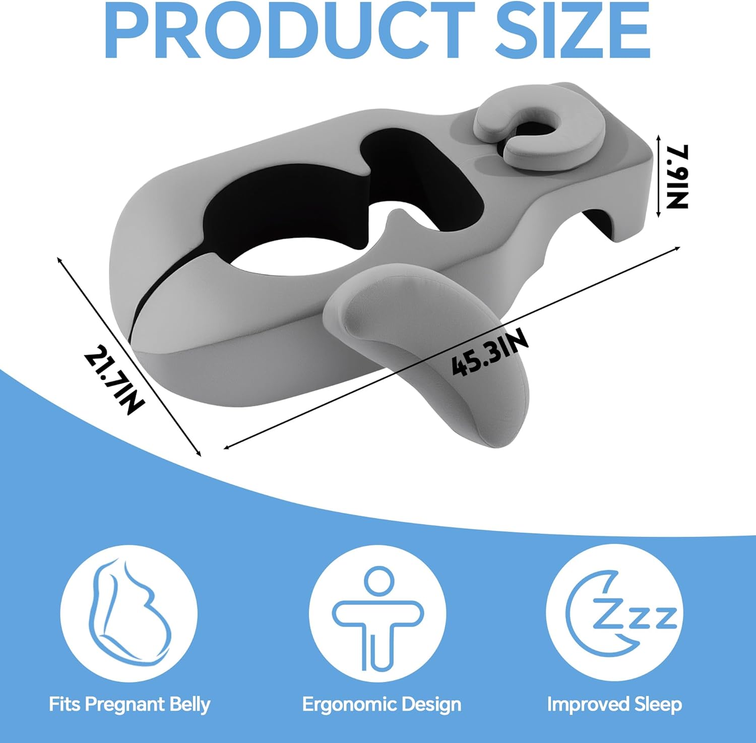 BALAPET Memory Foam Pregnancy Massage Pillow, Supportive Full Body for Maternity with Adjustable Headrest and Abdominal Support Pillow, Maternity Massage Cushion with Supportive for Comfortable Rest