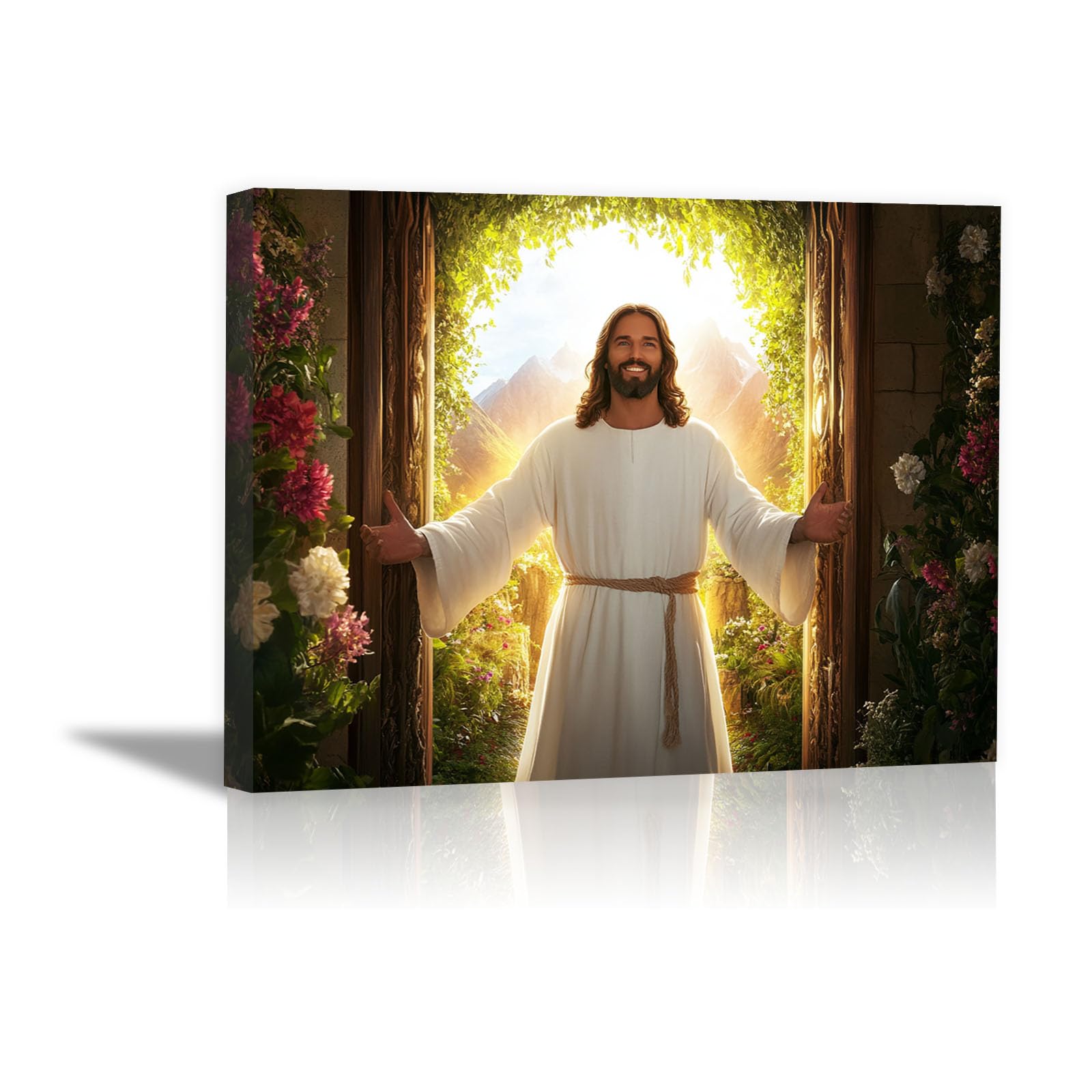 DMZPKZB Chrystus malarstwo ścienne Religia, kościoły i kwiaty dekoracje ścienne Chrystus religie malarstwo ścienne-60 x 90 cm oprawione (biały)