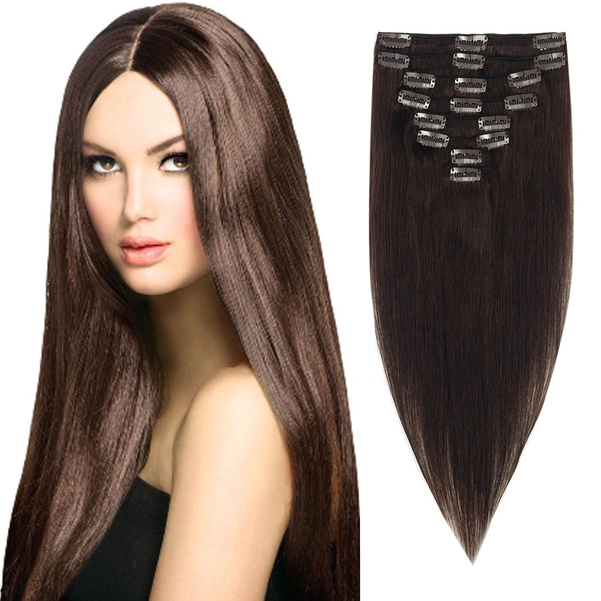 13" Remy Human Hair Clip in Extension Grade 7A Quality