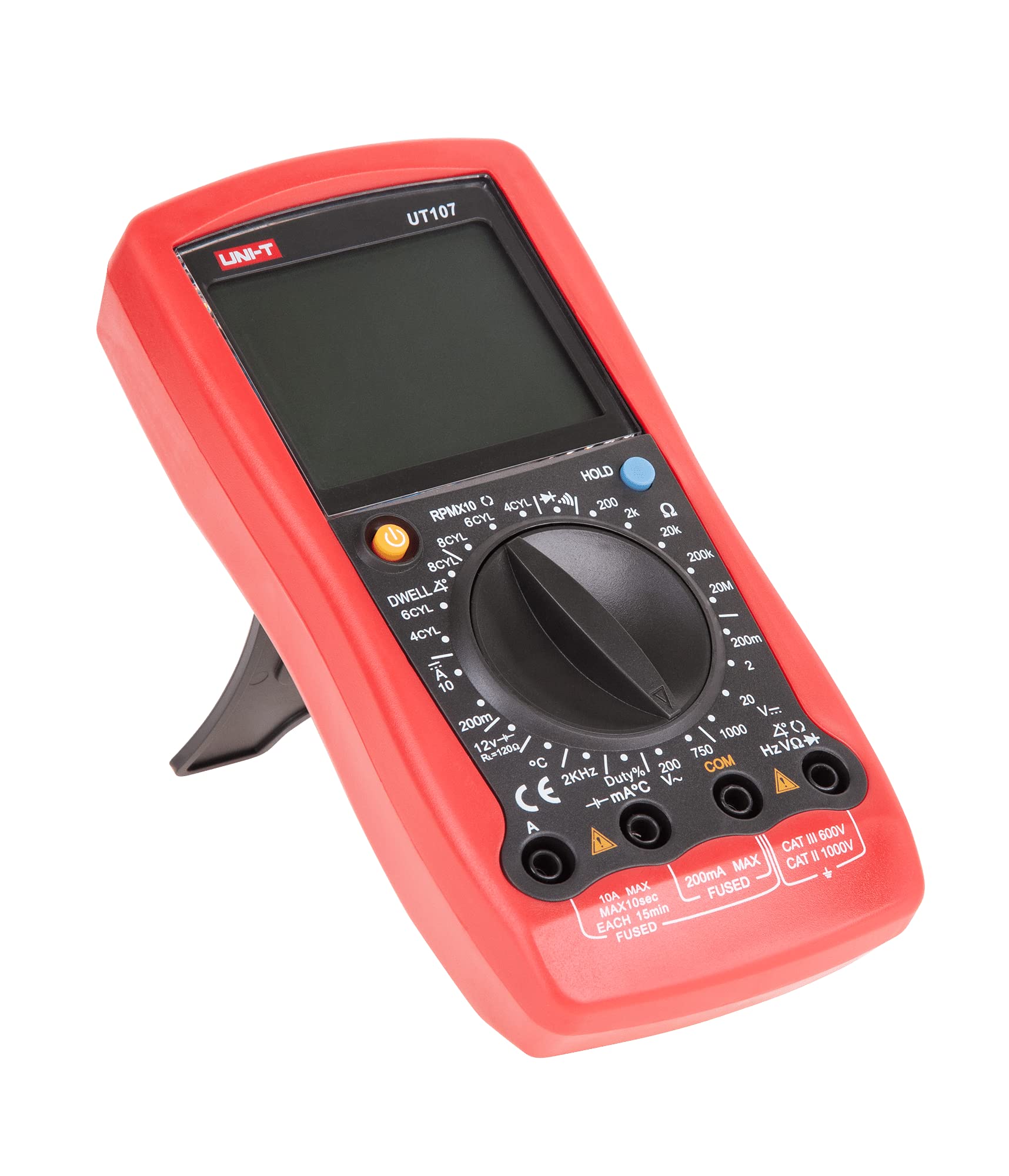 UNI-T mie0090/ut107 multimetro digitale, misurazione corrente, tensione ac/dc, temperatura, resistenza, continuità, Test diodi, battteri Attenzione, data hold.