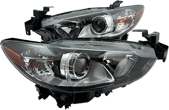 Headlight Assembly Compatible with 2014-2017 Mazda 6, Halojen Headlamps with Bulbs Left & Right Side Pair Set MA2519160, MA2518160 / GMP2-51-0K0,GMP2-51-0L0